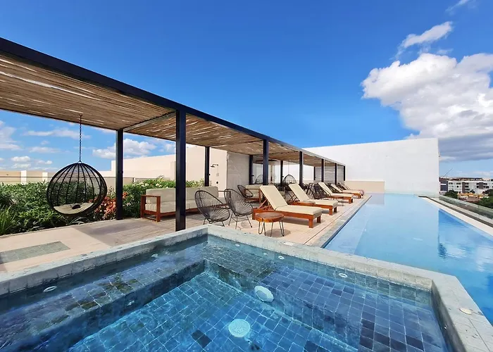 Apartamento Big At Kaab By The With Roof Pool Near Paseo Del Carmen Mall